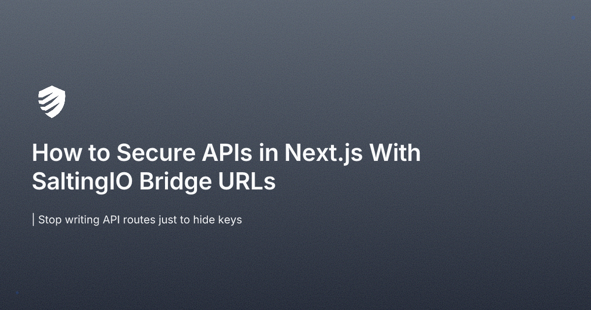 How to Secure APIs in Next.js With SaltingIO Bridge URLs